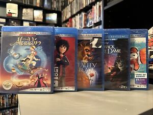 Disney Blu-ray Lot (6-Movie Total) Animated Family Digital Aladdin Nemo Beauty