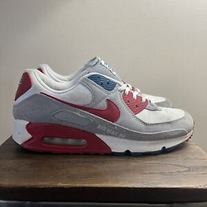 Nike Air Max 90 Athletic Club Grey White Red Blue DQ8235-001 Men's Size 9.5