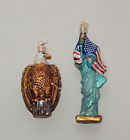 Old World Christmas Patriotic Bald Eagle & Statue of Liberty Ornaments Glass