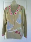 Storybook Knits Cardigan Sweater 2X Dress Up Dolls Embroidered Appliques Beige