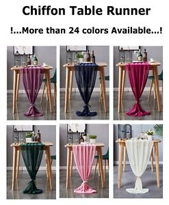 14Ft Chiffon Table Runners for Wedding Banquet Decor (27 X 170 Inch) - FREE SHIP