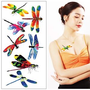 Watercolor Dragonfly Tattoo Stickers Large Temporary Tattoos For Women Beautiful