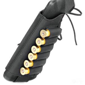 Shotgun Shell Cartridge Buttstock Holder Cheek Rest 20 GA 6 Loops Leather Ammo