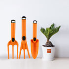3pc Garden Tool Set Orange Durable Transplanter Hand Rake Cultivator Kit