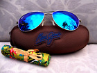 *Mint* MAUI JIM BABY BEACH Silver & Blue Hawaii Polarized Sunglasses ~~ B245-17