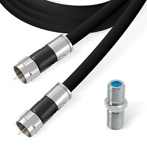 Black RG6 Coaxial Cable for Internet, HD TV, Satellite, Antenna with Barrel