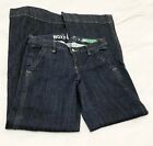 Roxy, Junior Girls Dark Wash Wide Leg Denim Blue Jeans, Pockets, Size 3