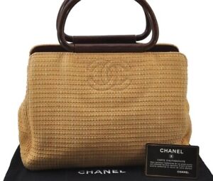 Chanel 2090J 5984727 Straw Handbag Beige Authentic