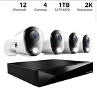 Night Owl 12 Channel 4 Camera Wired 2K 1TB DVR Security System with 2-way Audio