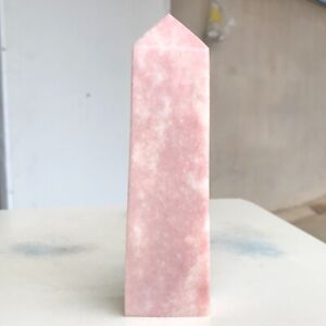 378g Natural Pink Opal Quartz Crystal Obelisk Wand Point Healing Mineral Q575