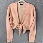 Magaschoni Cashmere Cardigan Sweater Womens Large Pink Cropped Tie Front Cozy