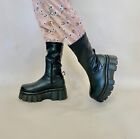 Women's Mid-Calf Black Platform Boots Size 7