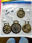 Antique Brass Horse Medallions Vintage Lot of 4 Shield Horseshoe AAHB My Lot #14