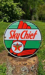 New ListingTexaco Sky Chief gasoline vintage style gas pump porcelain sign