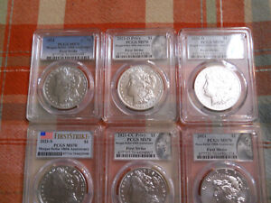 2021 full set of 5 Morgans and 1 Peace dollar.  PCGS MS70 First Strike