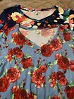 Lot 2 The Pioneer Woman Multicolor Floral Top Tunic Blouse V-neck 3/4 Sleeves XL
