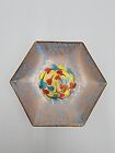 Vintage Mary McGrath Signed Hexagon Enameled on Copper Trinket Dish Swirled