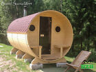 Barrel Sauna Kit for 6 Persons, Harvia M3 Heater With Lava Rocks and Chimney kit