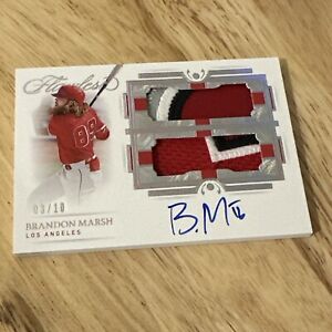 2021 Flawless BRANDON MARSH Silver Dual Patch Auto On Card 03/10-Angels/PHILLIES