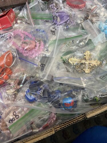 mixed lot of  VINTAGE TO NOW bulk costume jewelry Individually Bagged. WEARABLE