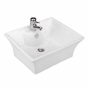 Newcastle Countertop Vessel Bathroom Sink White Square 19 3/4