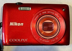 Nikon COOLPIX S4300 RED! Digital CCD Camera w/Battery & Charger & Cables