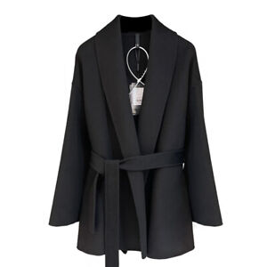 Double-sided Cashmere 80% Wool Coat Women's Belted Lapels Loose Fit Outwear Coat