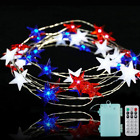 4Th of July Decorations Battery Operated String Lights with Remote Timer 10 Ft 4