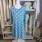 Lulu B sz medium bright blue coastal dress, stretch knit casual athleisure #2451