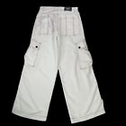 Kikwear Baggy Wide Leg Pants 30 White Red Stitching Raver Skater Y2K USA Street