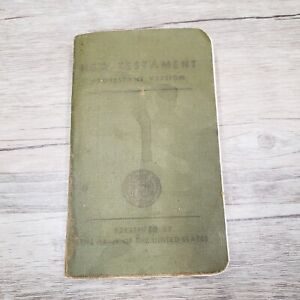 Vtg 1941 Army New Testament WWII Military Pocket Bible Franklin Roosevelt Green