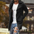 Mens Trench Coat French Overcoat Single Breasted Long Woolen Coat