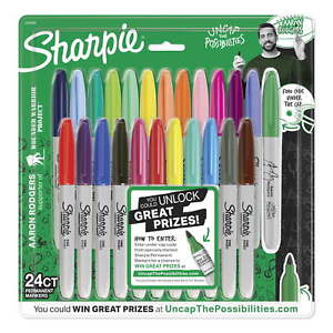 Sharpie Color Burst Permanent Markers, Fine Point, Assorted Colors, 24 Count