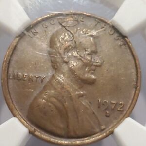 1972 D Lincoln Memorial Cent Obv Lamination Over Face NGC AU53 BN