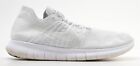MENS NIKE FREE RN FLYKNIT RUNNING SHOES SIZE 12 TRIPLE WHITE ATHLETIC 880843 100