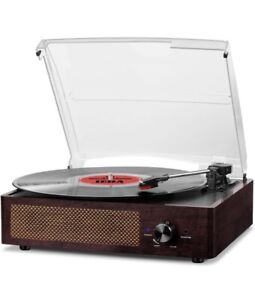 Vinyl Record Player Turntable with Built-in Bluetooth Receiver 2 Stereo Speaker