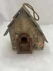 Bird House Wood Handmade And Handpainted Floral Pattern Rustic