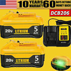 Replacement For DeWalt 20 Volt Max 5.0AH Lithium Battery /Charger DCB206 DCB200