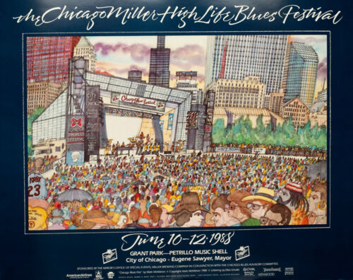 New Listing1988 CHICAGO BLUES FESTIVAL OFFICIAL POSTER - BB KING - ORIGINAL MINT ROLLED