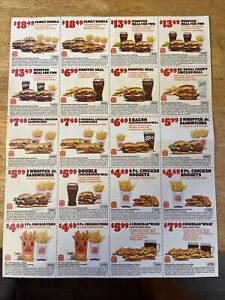 New Listing1 Sheet BURGER KING COUPONS BK Restaurant Fast Food ~ Exp 05/26/24( ALL MEALS )
