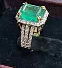 4.50 Carat Genuine Emerald And Diamond Women's Ring Solid 14K Yellow Gold