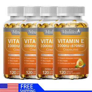670mg Vitamin E 1000 Iu Capsules - Supports Skin, Hair, Immune and Eye Health