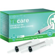 60ml Catheter Tip Syringe with Covers 50 Pack by Tilcare - Sterile