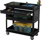 3-Tier Heavy Duty Utility Cart on Wheels, Rolling Tool Cart with a Drawer