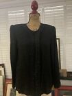 Laurence Kazar Vintage Black Silk Beaded Embellished Evening Jacket Size XL