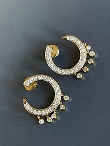 Cervin Blanc Diamond Earrings 18ct Yellow Gold 0.80ct Front Back Hoops Near 1ct