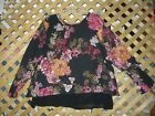 Wallpapher Black Floral Layered Long Sleeved Pullover Sweater Plus Size 3X NEW