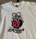 Vtg T Shirt 80’s 90’s Rat Fink Hot Rod Shirt White Large Made In USA Ed Roth