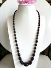 Vintage Dark Red Cherry Amber Bakelite hand knotted Necklace 25”inch long