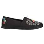 TOMS Alpargata Floral Leather Slip On  Womens Black Flats Casual 10017318T